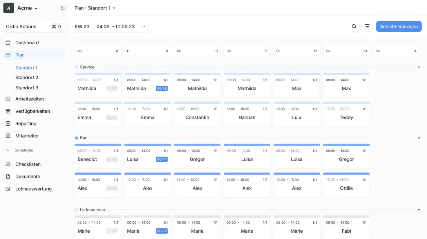 Ordio Scheduling Software Screenshot