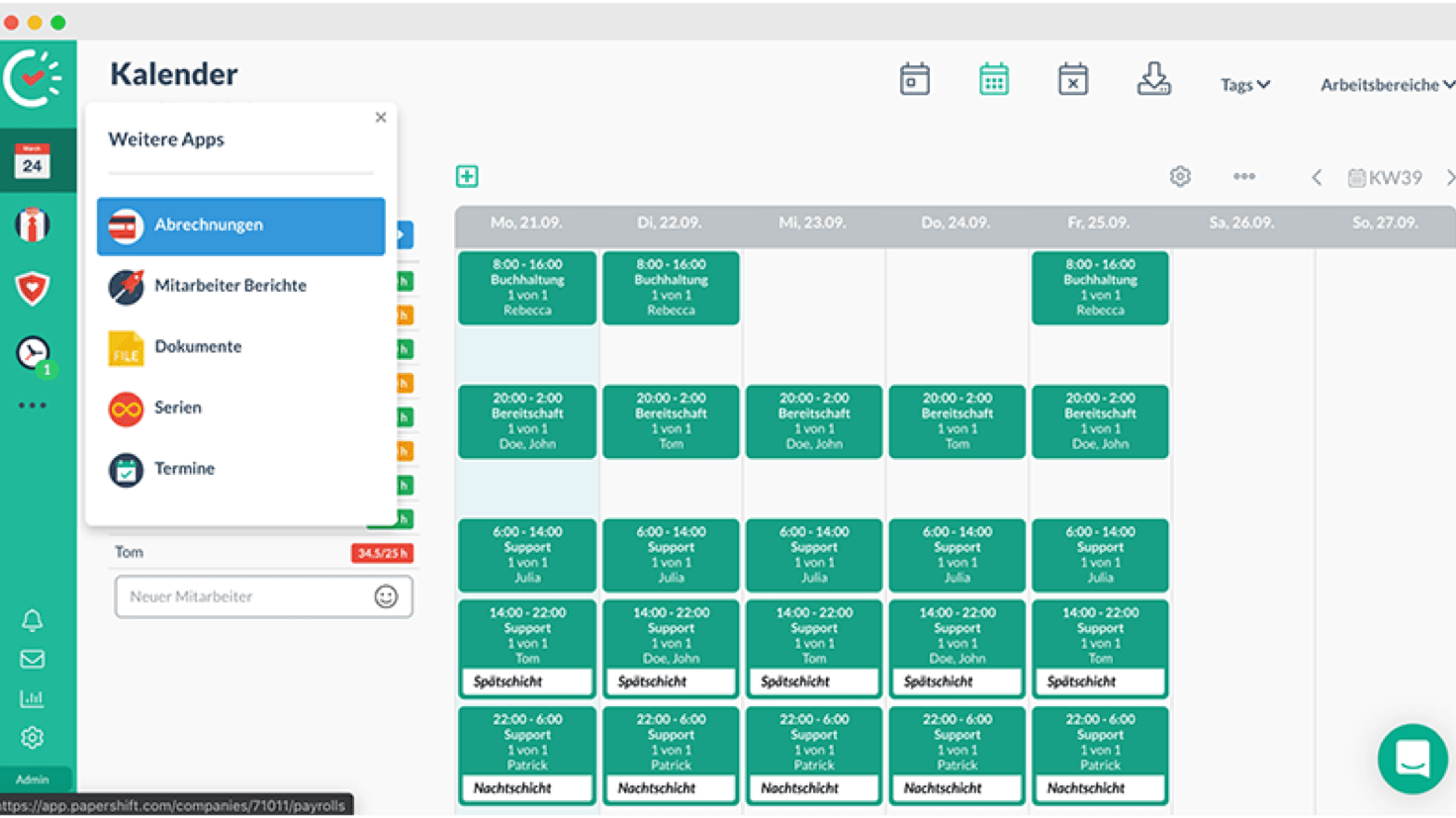 Papershift Scheduling Software Screenshot